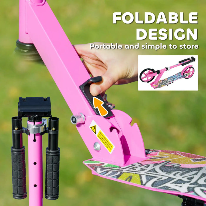 Foldable Kids Scooter with 200mm Big Wheel in Pink - Little and Giant Explorers AIYAPLAY