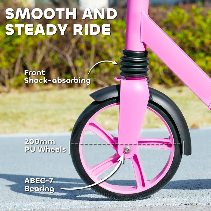 Foldable Kids Scooter with 200mm Big Wheel in Pink - Little and Giant Explorers AIYAPLAY