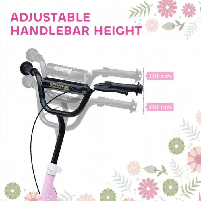 Kids Kick Scooter – Pink | Adjustable Handlebar and 12" Wheels HOMCOM - Little and Giant Explorers HOMCOM