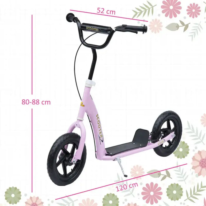 Kids Kick Scooter – Pink | Adjustable Handlebar and 12" Wheels HOMCOM - Little and Giant Explorers HOMCOM