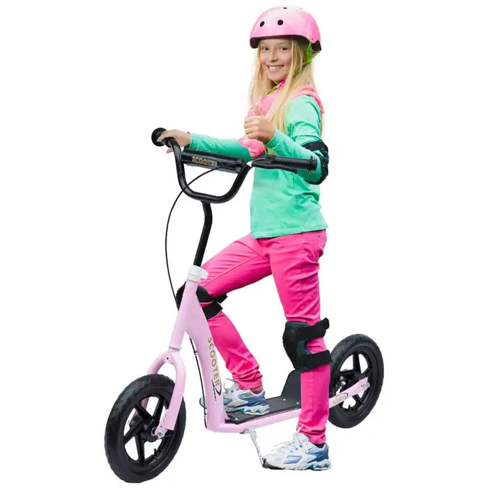 Kids Kick Scooter – Pink | Adjustable Handlebar and 12" Wheels HOMCOM - Little and Giant Explorers HOMCOM