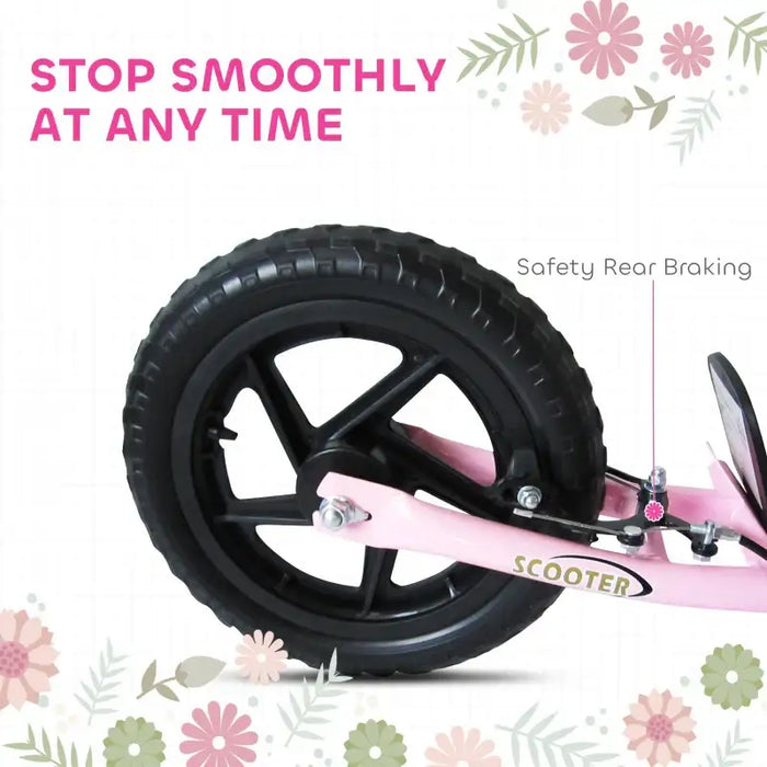 Kids Kick Scooter – Pink | Adjustable Handlebar and 12" Wheels HOMCOM - Little and Giant Explorers HOMCOM