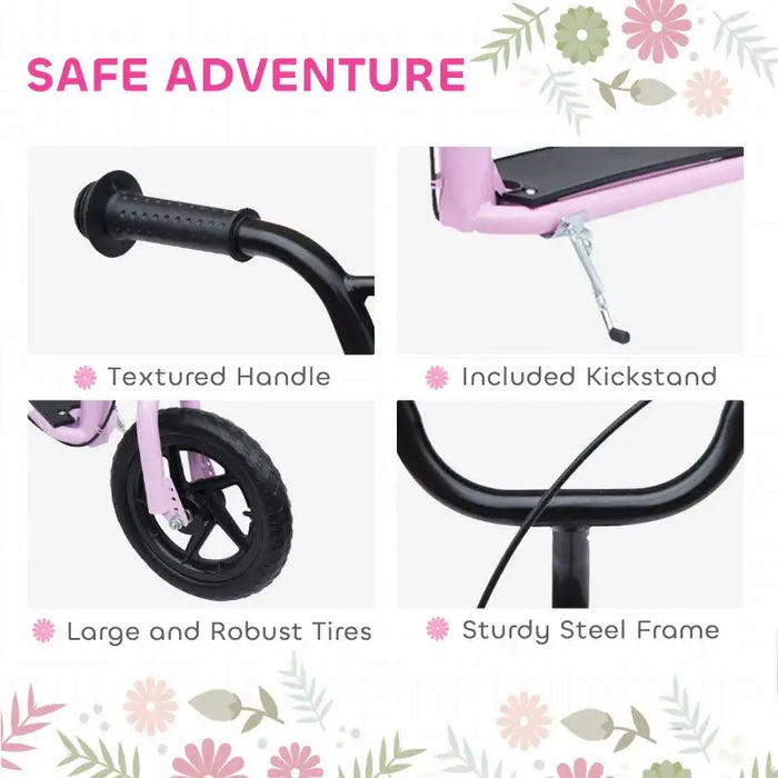 Kids Kick Scooter – Pink | Adjustable Handlebar and 12" Wheels HOMCOM - Little and Giant Explorers HOMCOM