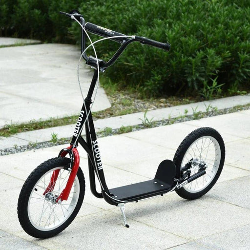 Kick Scooter with Adjustable Handlebar, Dual Brakes and Anti-Slip Deck in Black - Little and Giant Explorers HOMCOM