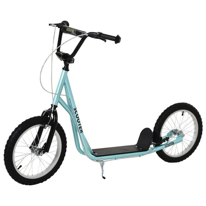 Kick Scooter with Adjustable Handlebar, Dual Brakes and Anti-Slip Deck in Blue - Little and Giant Explorers HOMCOM