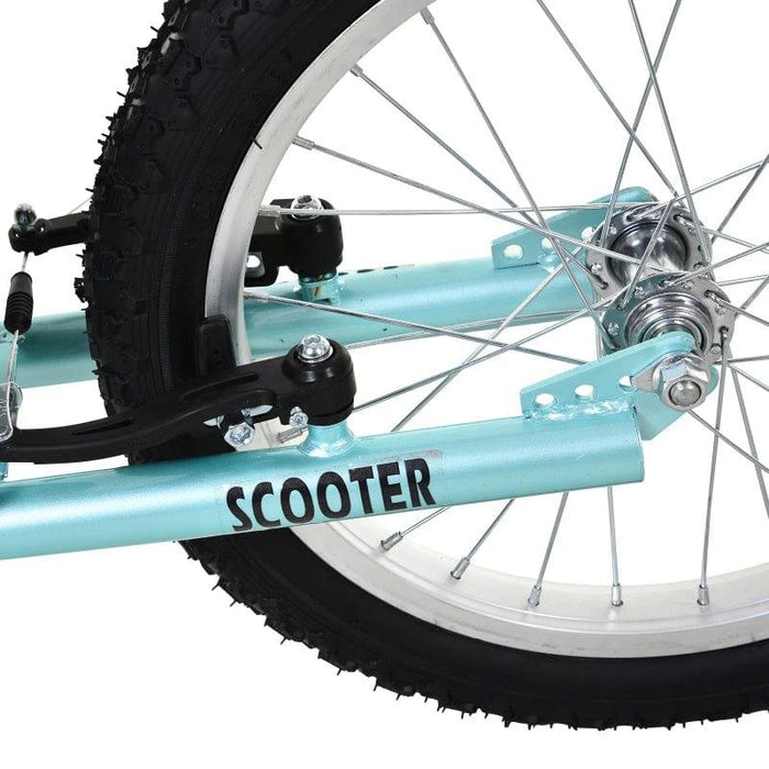 Kick Scooter with Adjustable Handlebar, Dual Brakes and Anti-Slip Deck in Blue - Little and Giant Explorers HOMCOM