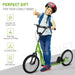 Kick Scooter with Adjustable Handlebar, Dual Brakes and Anti-Slip Deck in Green - Little and Giant Explorers HOMCOM