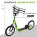 Kick Scooter with Adjustable Handlebar, Dual Brakes and Anti-Slip Deck in Green - Little and Giant Explorers HOMCOM