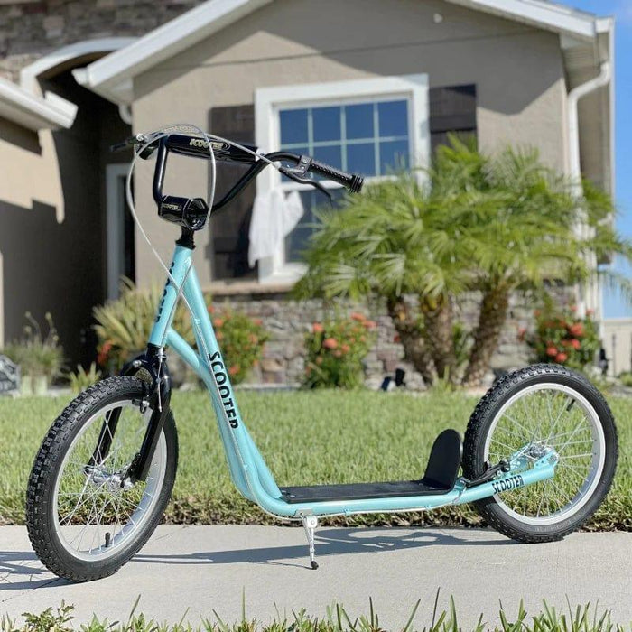 Kick Scooter with Adjustable Handlebar, Dual Brakes and Anti-Slip Deck in Blue - Little and Giant Explorers HOMCOM