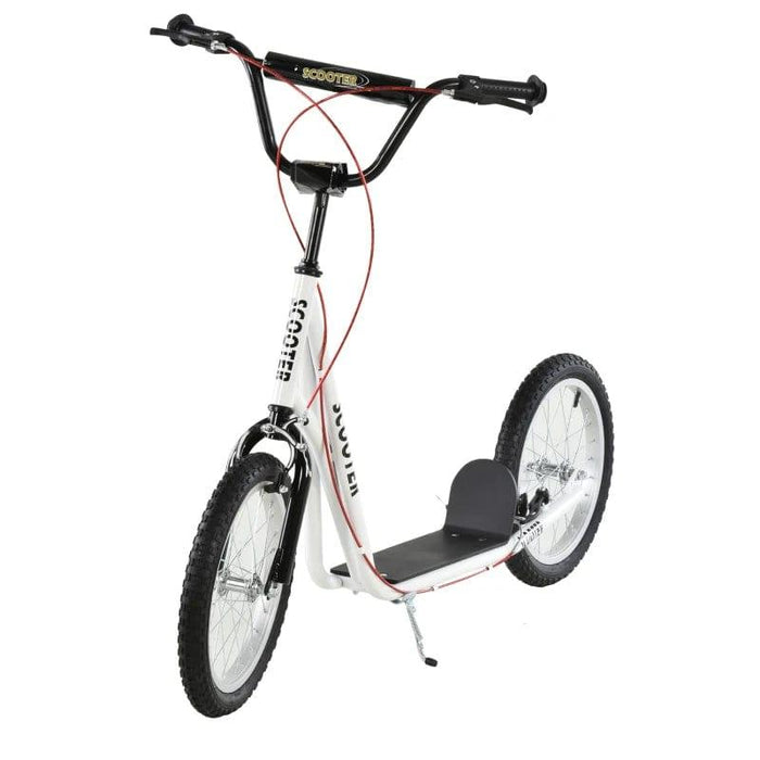 Kick Scooter with Adjustable Handlebar, Dual Brakes and Anti-Slip Deck in White - Little and Giant Explorers HOMCOM