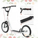 Kick Scooter with Adjustable Handlebar, Dual Brakes and Anti-Slip Deck in White - Little and Giant Explorers HOMCOM