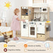 Kids Kitchen Playset White Natural | LED Lights with Remote Control - Little and Giant Explorers Costway