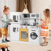 Kids Kitchen Playset – White | Wooden Pretend Cooking Toy - Glowing Stove COSTWAY - Little and Giant Explorers Costway