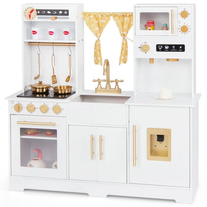 Kids Kitchen Playset with Coffee Maker and Stove with Accessories - Little and Giant Explorers Costway