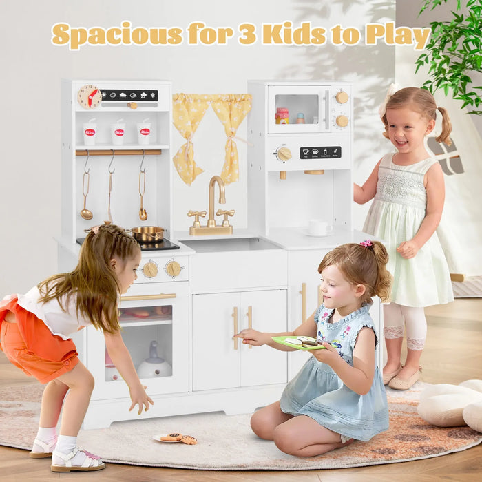 Kids Kitchen Playset with Coffee Maker and Stove with Accessories - Little and Giant Explorers Costway