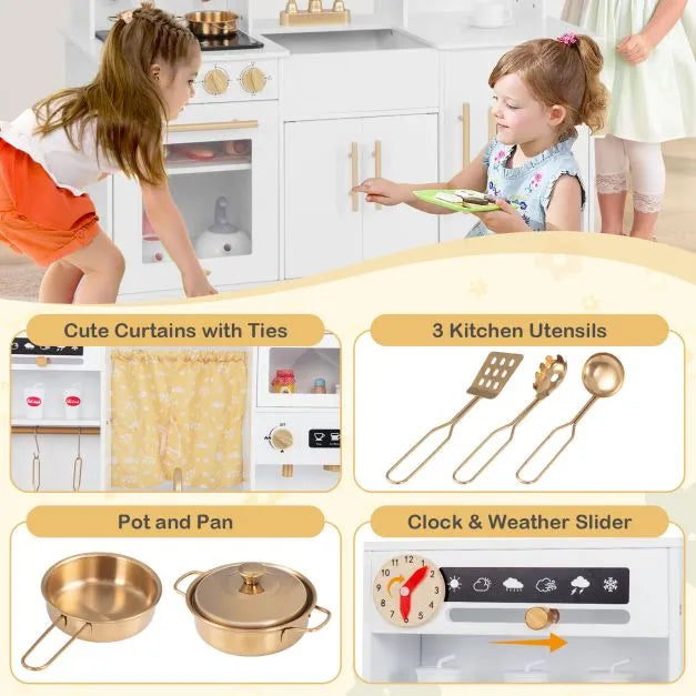 Kids Kitchen Playset with Coffee Maker and Stove with Accessories - Little and Giant Explorers Costway