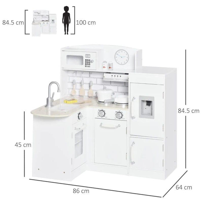 Kitchen Playset with Drinking Fountain, Fridge, Microwave, Sink and Oven - Little and Giant Explorers HOMCOM