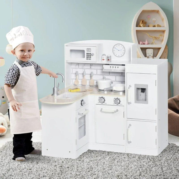 Kitchen Playset with Drinking Fountain, Fridge, Microwave, Sink and Oven - Little and Giant Explorers HOMCOM