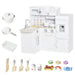 Kitchen Playset with Drinking Fountain, Fridge, Microwave, Sink and Oven - Little and Giant Explorers HOMCOM