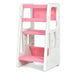 Kids’ Kitchen Step Stool – Pink and White Learning Tower | 3 Adjustable Heights COSTWAY - Little and Giant Explorers Costway