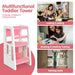 Kids’ Kitchen Step Stool – Pink and White Learning Tower | 3 Adjustable Heights COSTWAY - Little and Giant Explorers Costway