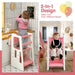 Kids’ Kitchen Step Stool – Pink and White Learning Tower | 3 Adjustable Heights COSTWAY - Little and Giant Explorers Costway