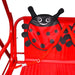 Kids red ladybird swing seat with safety strap and metal frame for garden or patio