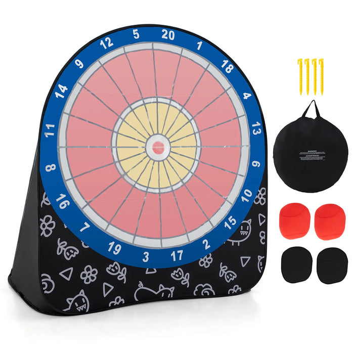 Kids Large Foldable and Portable Dart Board with 4 Kick Balls in Black - Little and Giant Explorers Costway