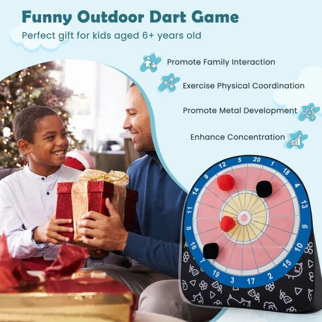 Kids Large Foldable and Portable Dart Board with 4 Kick Balls in Black - Little and Giant Explorers Costway