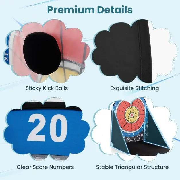 Kids Large Foldable and Portable Dart Board with 4 Kick Balls in Black - Little and Giant Explorers Costway