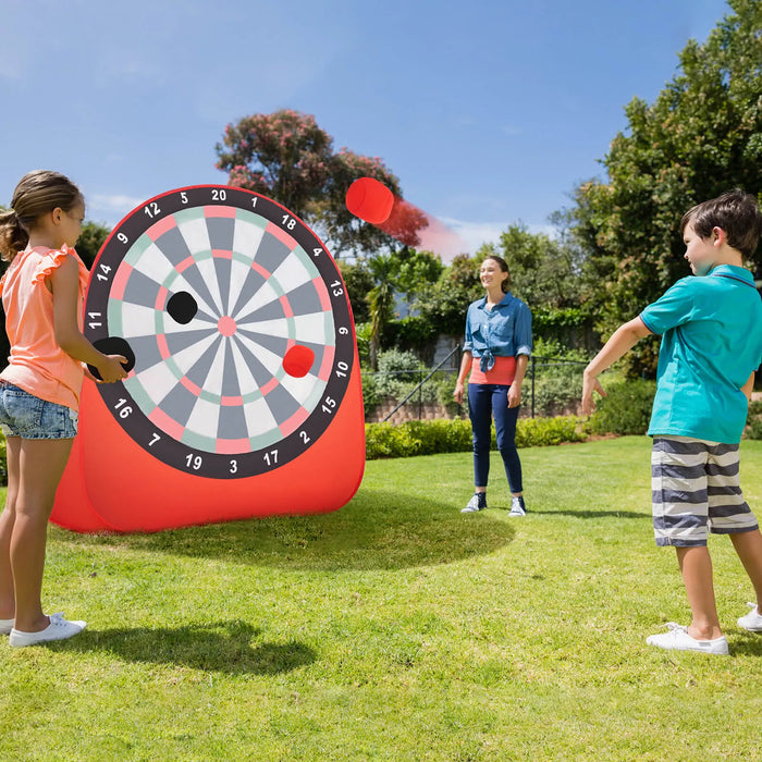 Kids Large Foldable and Portable Dart Board with 4 Kick Balls in Red - Little and Giant Explorers Costway