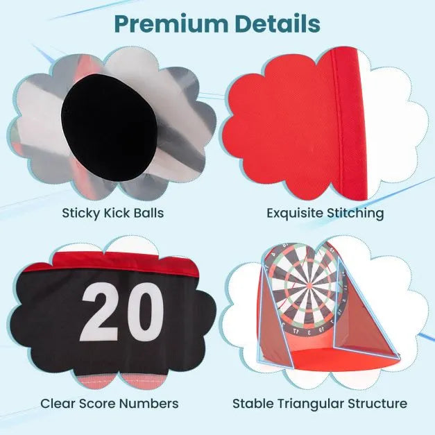 Kids Large Foldable and Portable Dart Board with 4 Kick Balls in Red - Little and Giant Explorers Costway