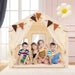 Kids Large Play Tent House with Screen Curtains and Star Lights in Beige - Little and Giant Explorers Costway