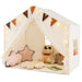 Kids Large Play Tent House with Screen Curtains and Star Lights in Beige - Little and Giant Explorers Costway