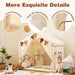 Kids Large Play Tent House with Screen Curtains and Star Lights in Beige - Little and Giant Explorers Costway