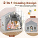 Kids Large Play Tent House with Screen Curtains and Star Lights in Grey - Little and Giant Explorers Costway