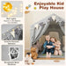 Kids Large Play Tent House with Screen Curtains and Star Lights in Grey - Little and Giant Explorers Costway