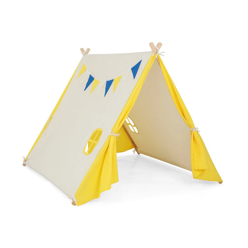 Kids Large Triangular Playhouse Tent in Yellow - Little and Giant Explorers Costway