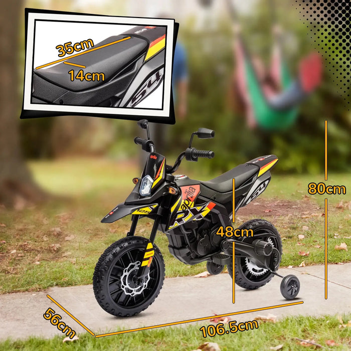 Kids Licensed Aprilia Motorbike with Training Wheels in Yellow 12V - Little and Giant Explorers AIYAPLAY