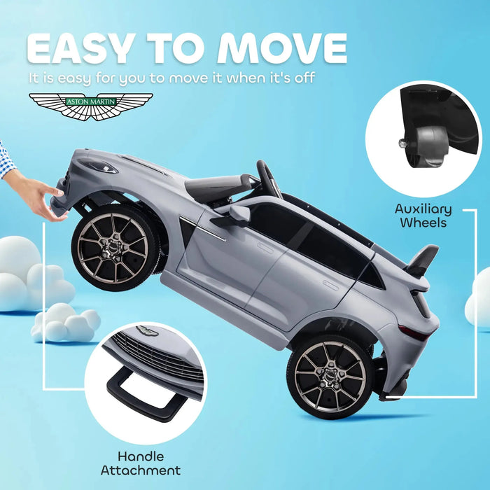 Kids Licensed Aston Martin DBX with Lights and Music in Grey 12V - Little and Giant Explorers AIYAPLAY