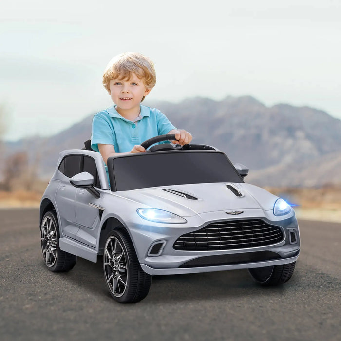 Kids Licensed Aston Martin DBX with Lights and Music in Grey 12V - Little and Giant Explorers AIYAPLAY