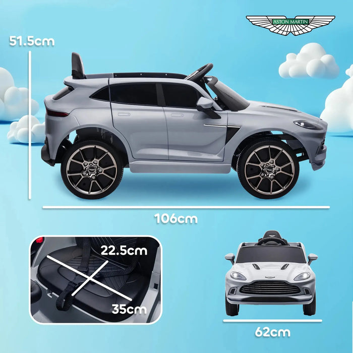 Kids Licensed Aston Martin DBX with Lights and Music in Grey 12V - Little and Giant Explorers AIYAPLAY