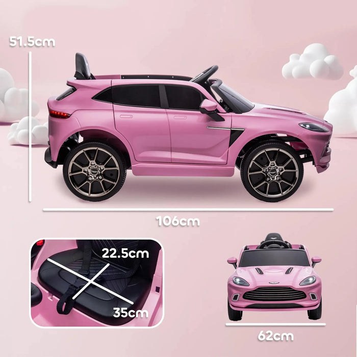 Kids Licensed Aston Martin DBX with Lights and Music in Pink 12V - Little and Giant Explorers AIYAPLAY