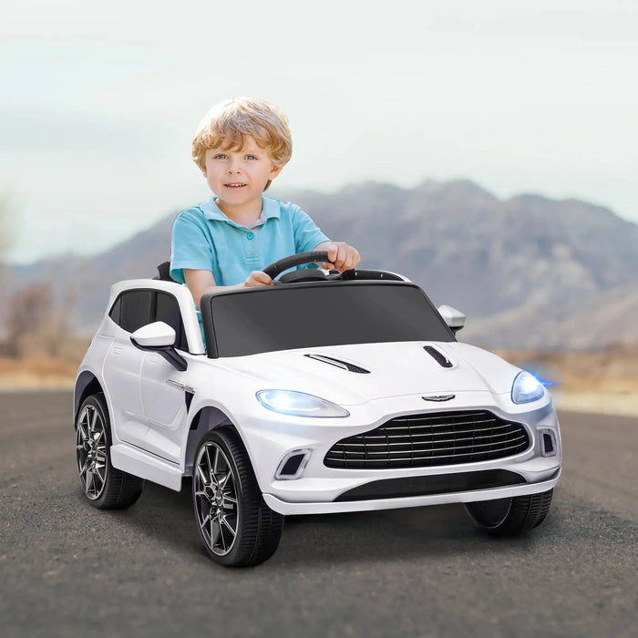 Kids Licensed Aston Martin DBX with Lights and Music in White 12V - Little and Giant Explorers AIYAPLAY