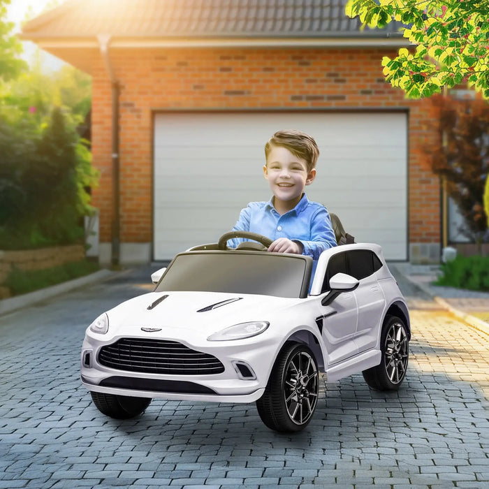 Kids Licensed Aston Martin DBX with Lights and Music in White 12V - Little and Giant Explorers AIYAPLAY