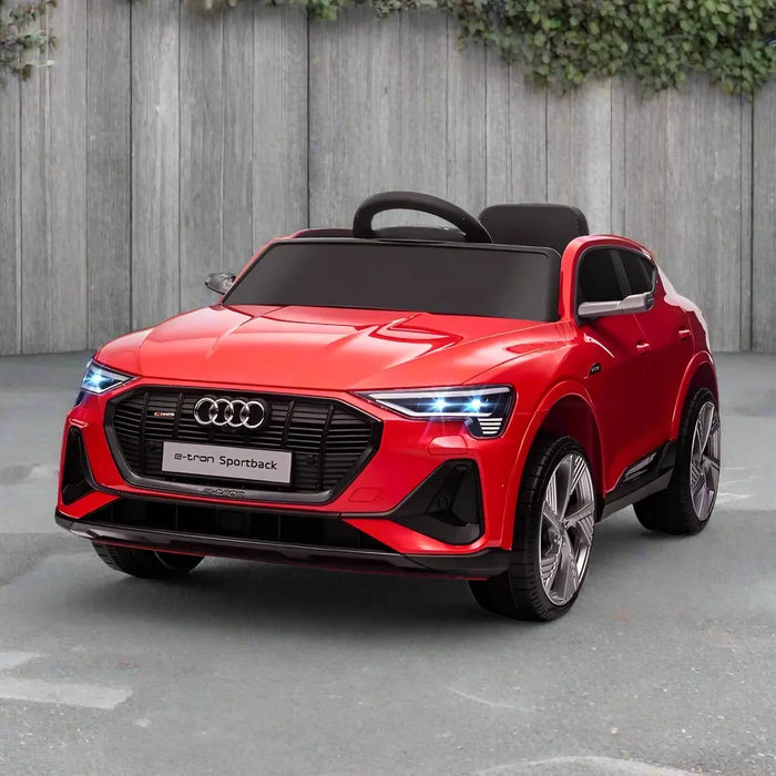 Licensed Audi E-tron Sportback with Parental Remote, Music, Lights, MP3 and Suspension Wheels 12V in Red - Little and Giant Explorers HOMCOM