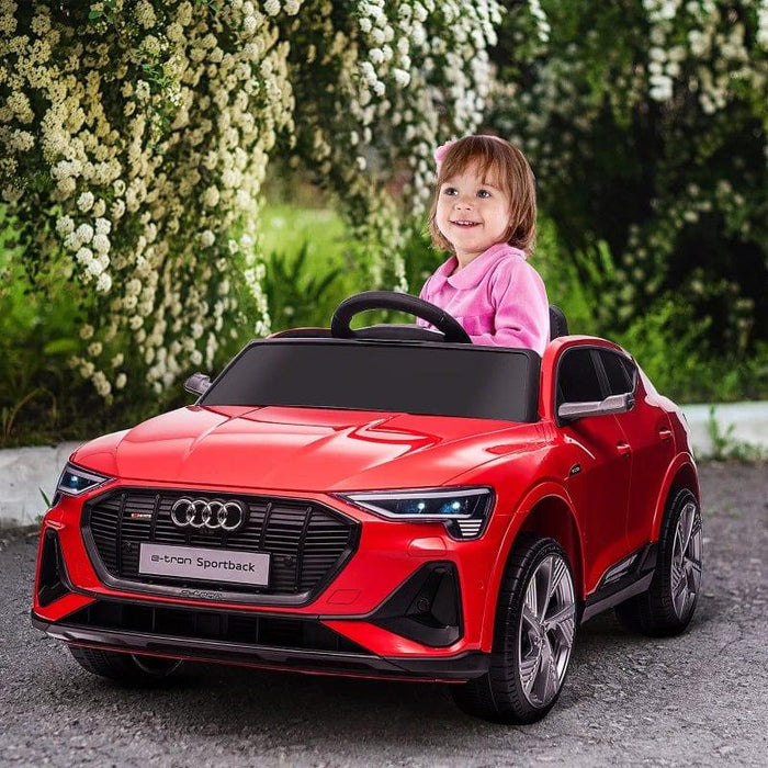 Licensed Audi E-tron Sportback with Parental Remote, Music, Lights, MP3 and Suspension Wheels 12V in Red - Little and Giant Explorers HOMCOM