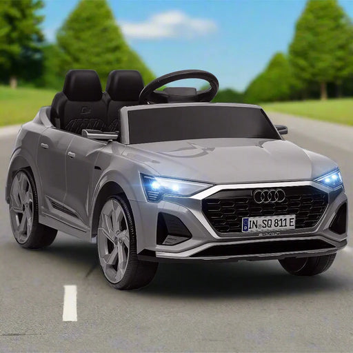 Kids Licensed Audi Q8 e-tron Sportback with Headlights in Grey 12V - Little and Giant Explorers AIYAPLAY