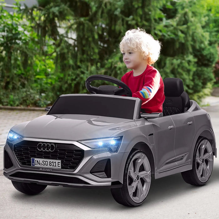 Kids Licensed Audi Q8 e-tron Sportback with Headlights in Grey 12V - Little and Giant Explorers AIYAPLAY