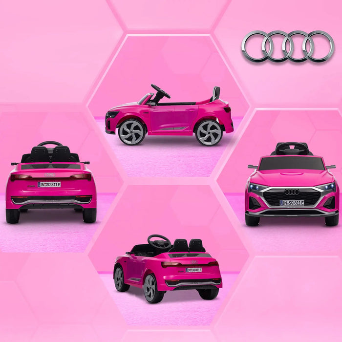 Kids Licensed Audi Q8 e-tron Sportback with Headlights in Pink 12V - Little and Giant Explorers AIYAPLAY